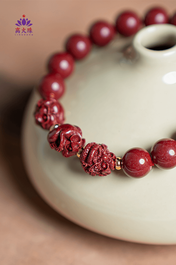 Lucky Triple-Zodiac Guardian Purple-Gold Cinnabar Bracelets