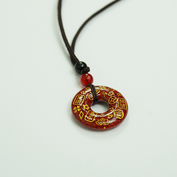 Ruyi Peace Buckle Cinnabar Pendant - Perfect Harmony and Peace