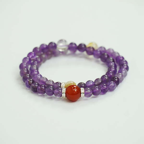 Amethyst Five Elements Double Circle Bracelet