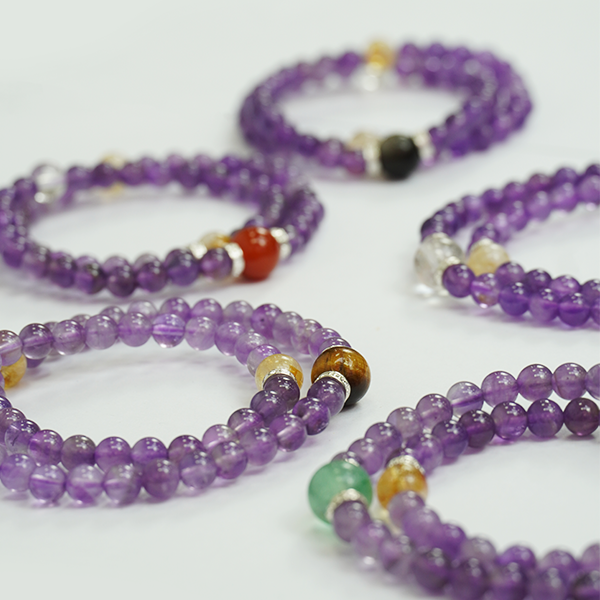 Amethyst Five Elements Double Circle Bracelet