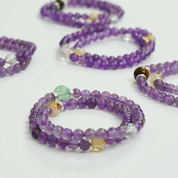 Amethyst Five Elements Double Circle Bracelet