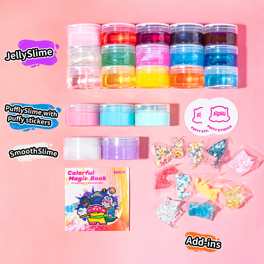 SLYMU RAINBOW SLIME SET 20 PACKS +10 PACKS OF BEADS