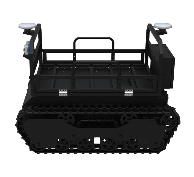 GT-R300, Outdoor Heavy-duty Transport RTK Navigation Robot, Centimeter-Level Positioning, Dual-Wheel Independent Drive Differential Track, Ultrasonic Radar Obstacle Avoidance, IP54 Rainproof Design, Commonly Used for Outdoor Agricultural Transportation.