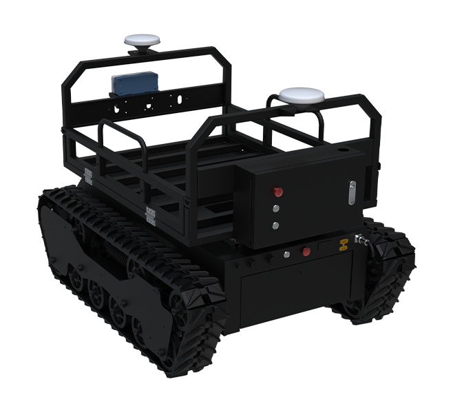 GT-R300, Outdoor Heavy-duty Transport RTK Navigation Robot, Centimeter-Level Positioning, Dual-Wheel Independent Drive Differential Track, Ultrasonic Radar Obstacle Avoidance, IP54 Rainproof Design, Commonly Used for Outdoor Agricultural Transportation.