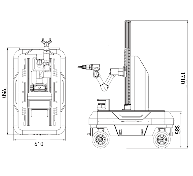 ​​CMR-H1,Omni-Directional Mobile Robot,with  6-Axis Robotic Arm,1000mm Lift(RS232 Control), AI Vision Fusion, support ROS1/CANFD Control/navgatiom(mqtt)