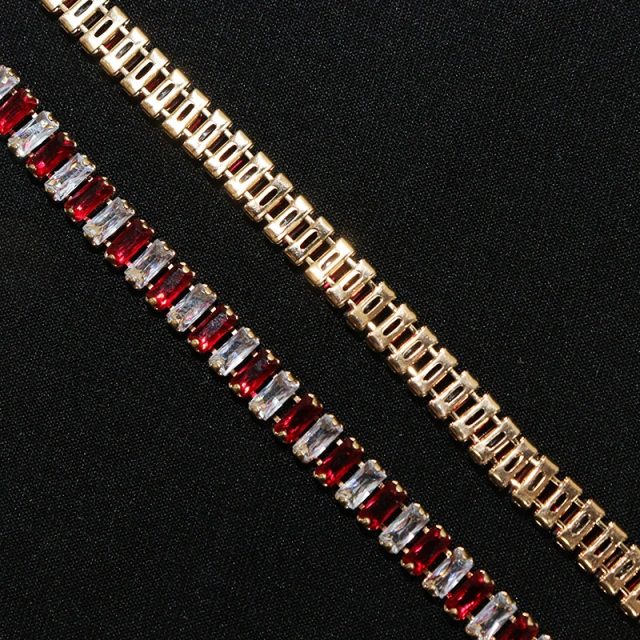 3*7mm Sparkly Baguette Zircon Rhinestone Chain Custom