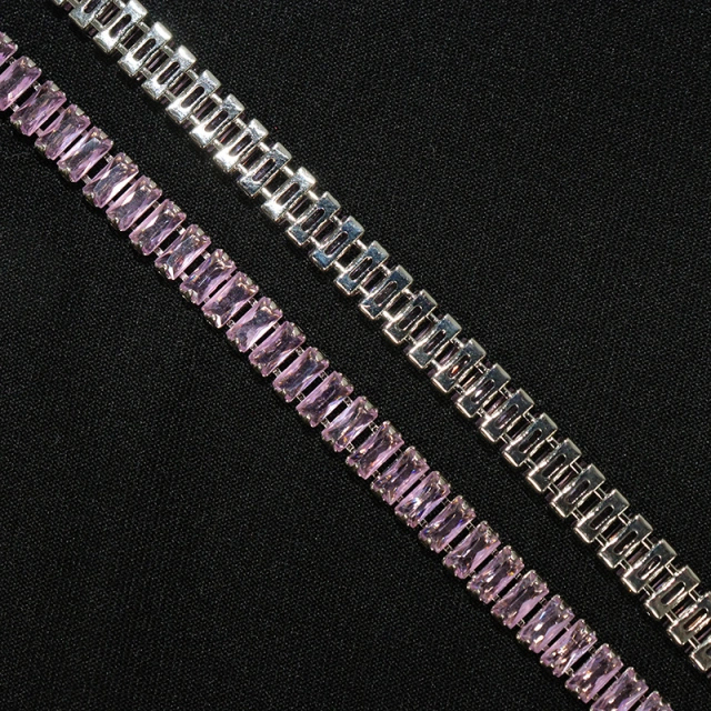 3*7mm Sparkly Baguette Zircon Rhinestone Chain Custom