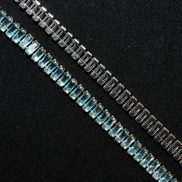 3*7mm Sparkly Baguette Zircon Rhinestone Chain Custom