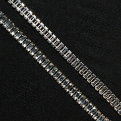3*7mm Sparkly Baguette Zircon Rhinestone Chain Custom