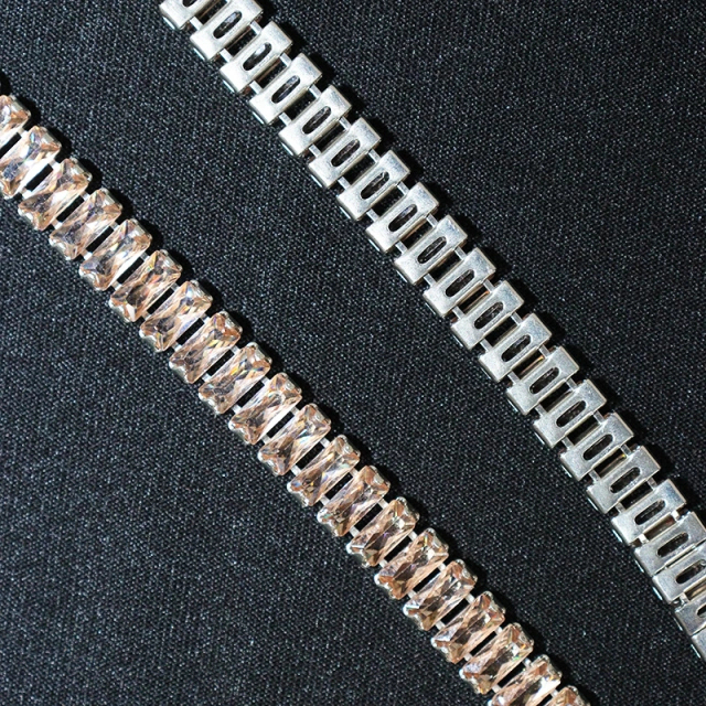 3*7mm Sparkly Baguette Zircon Rhinestone Chain Custom