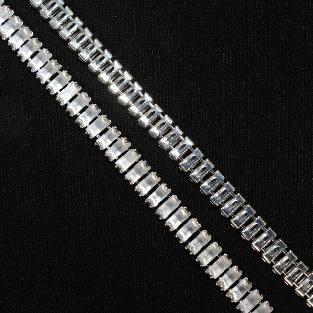 3*7mm Sparkly Baguette Zircon Rhinestone Chain Custom