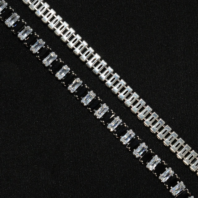 3*7mm Sparkly Baguette Zircon Rhinestone Chain Custom