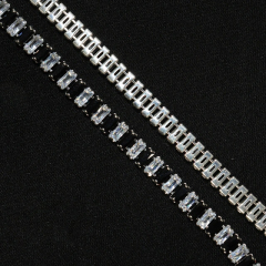 3*7mm Sparkly Baguette Zircon Rhinestone Chain Custom