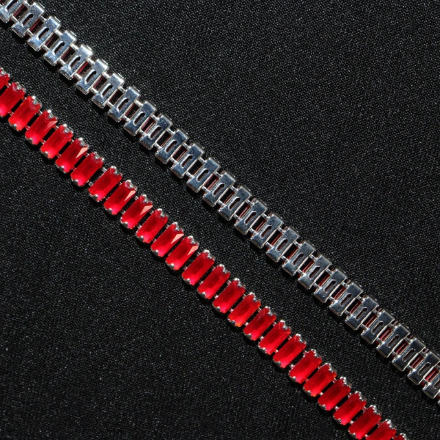 3*7mm Sparkly Baguette Zircon Rhinestone Chain Custom
