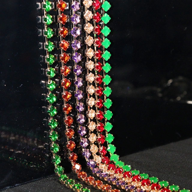 4*4mm Bling Rhinestone Zircon Chain for Jewelry Making Manufacturer