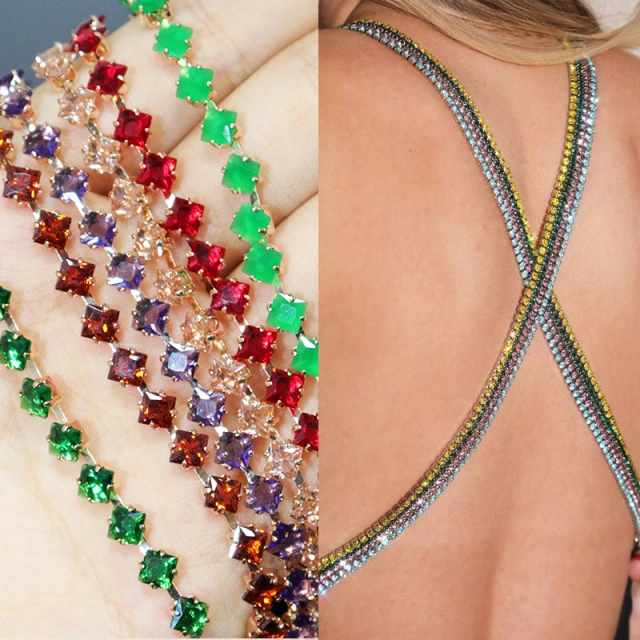 4*4mm Bling Rhinestone Zircon Chain for Jewelry Making Manufacturer