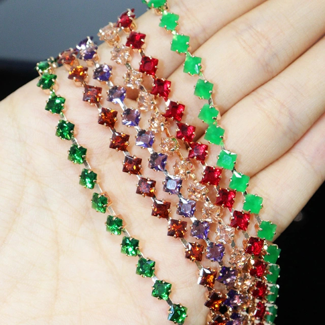 4*4mm Bling Rhinestone Zircon Chain for Jewelry Making Manufacturer