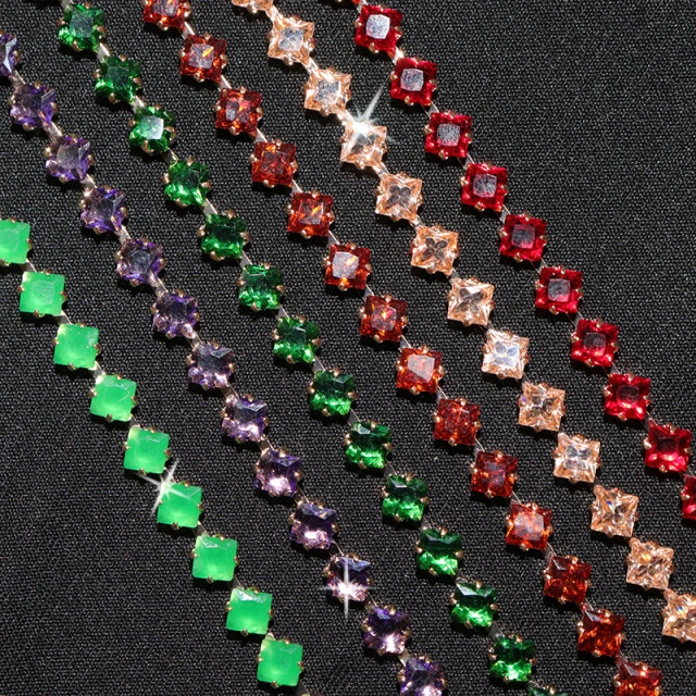 4*4mm Bling Rhinestone Zircon Chain for Jewelry Making Manufacturer