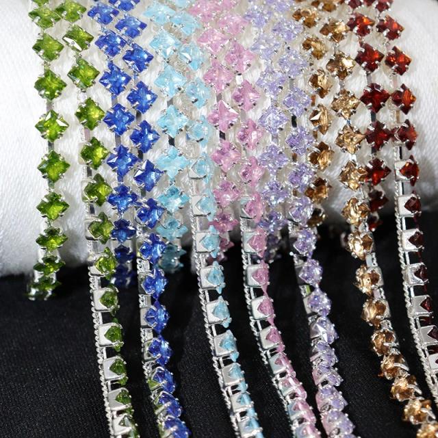4*4mm Luxury Zircon Rhinestone Chain Roll for Making Necklace Bracelet Exporter