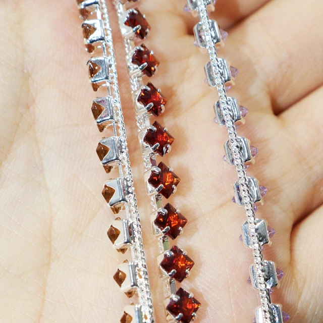4*4mm Luxury Zircon Rhinestone Chain Roll for Making Necklace Bracelet Exporter