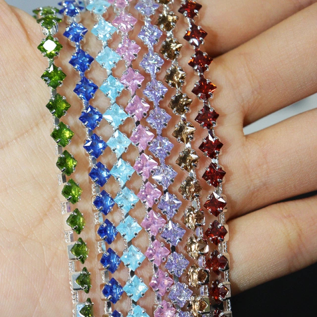 4*4mm Luxury Zircon Rhinestone Chain Roll for Making Necklace Bracelet Exporter