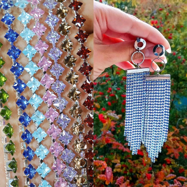 4*4mm Luxury Zircon Rhinestone Chain Roll for Making Necklace Bracelet Exporter