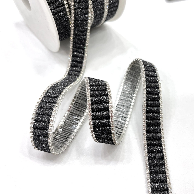Black Beaded Crystal Chain Trim for Shoe Bag Decor Wholesale