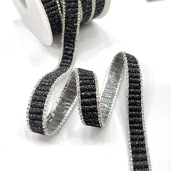 Black Beaded Crystal Chain Trim for Shoe Bag Decor Wholesale