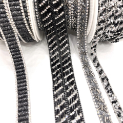 Black Beaded Crystal Chain Trim for Shoe Bag Decor Wholesale