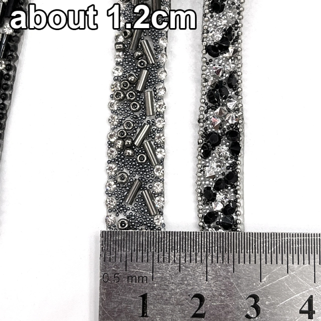 Black Beaded Crystal Chain Trim for Shoe Bag Decor Wholesale