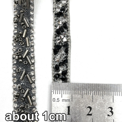 Black Beaded Crystal Chain Trim for Shoe Bag Decor Wholesale