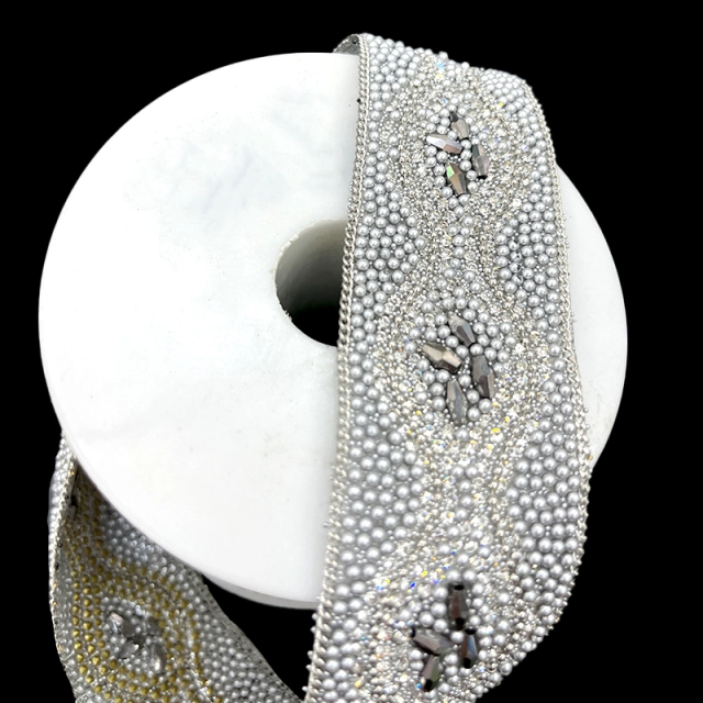 Black Beaded Crystal Chain Trim for Shoe Bag Decor Wholesale