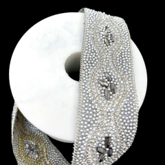 Black Beaded Crystal Chain Trim for Shoe Bag Decor Wholesale