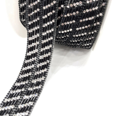 Black Beaded Crystal Chain Trim for Shoe Bag Decor Wholesale