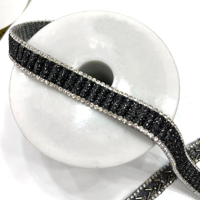 Black Beaded Crystal Chain Trim for Shoe Bag Decor Wholesale