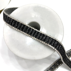 Black Beaded Crystal Chain Trim for Shoe Bag Decor Wholesale