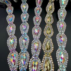 Bling Drop Shaped Gem Trim Iron On Clothes Shoes Supplier