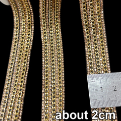 Gold Rhinestone Diamante Trim with Chain Decor Custom