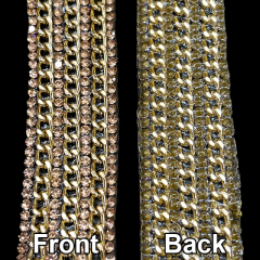 Gold Rhinestone Diamante Trim with Chain Decor Custom