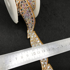 Gold Rhinestones Beaded Chain By The Yard Custom