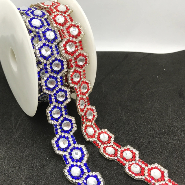 Hexagonal Shaped Rhinestone Trim by the Yard Exporter