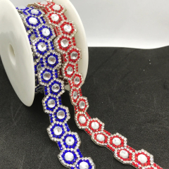 Hexagonal Shaped Rhinestone Trim by the Yard Exporter