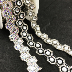 Hexagonal Shaped Rhinestone Trim by the Yard Exporter