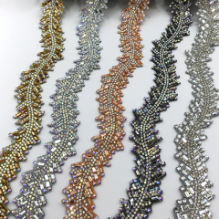 Leaf Shaped Diamond Jeweled Trim By The Yard Supplier
