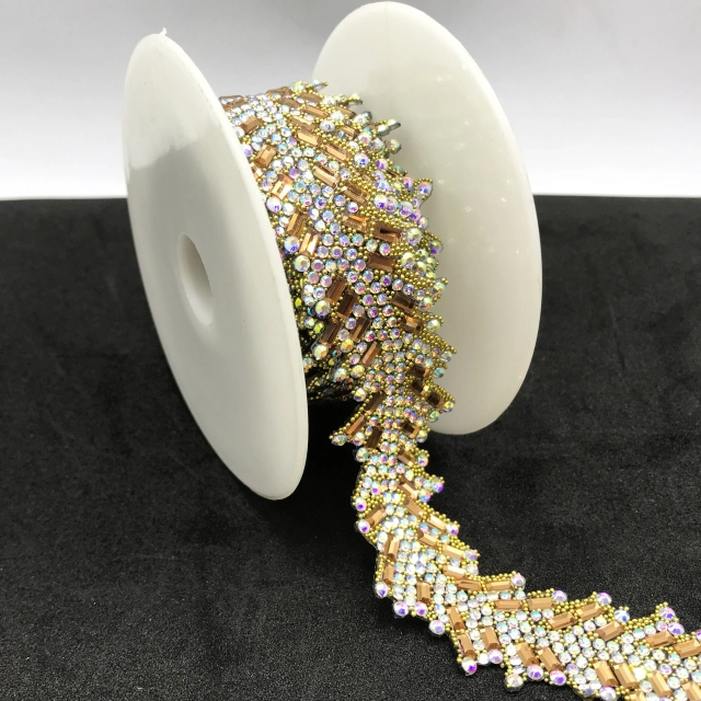 Leaf Shaped Diamond Jeweled Trim By The Yard Supplier