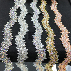 Leaf Shaped Diamond Jeweled Trim By The Yard Supplier