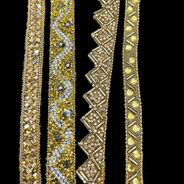 Luxury Gold Beaded Diamond Chain Trim for Clothing Supplier