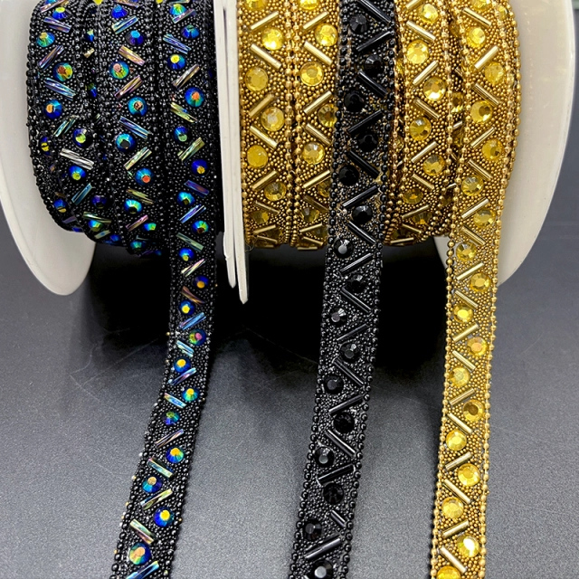 Luxury Gold Beaded Diamond Chain Trim for Clothing Supplier