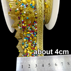 Luxury Gold Beaded Diamond Chain Trim for Clothing Supplier