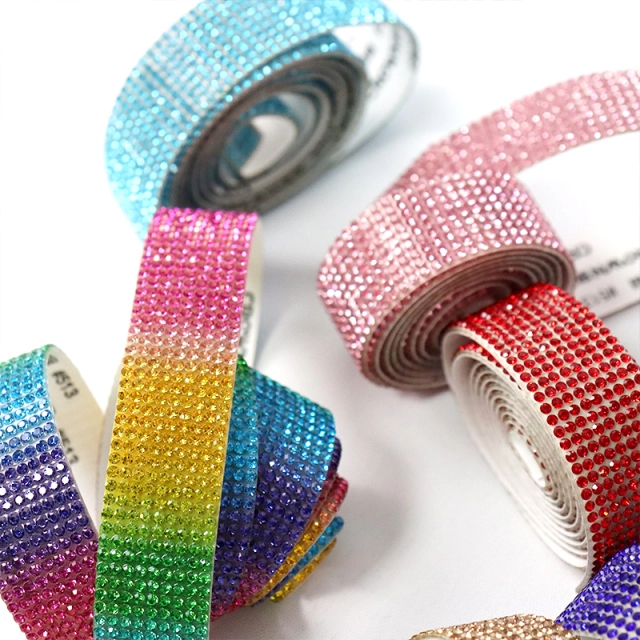 Multi Colors Rhinestone Adhesive Tape Trimming Factory